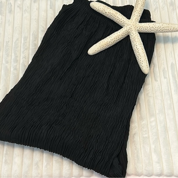 Black Textured Semi Sheer Pants - Picture 1 of 8